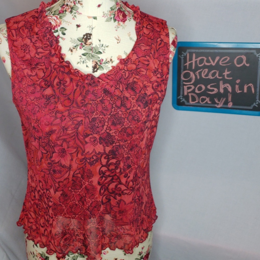 😍 Meghan Elissa Sz Lrg Petite Red & Blk Tank